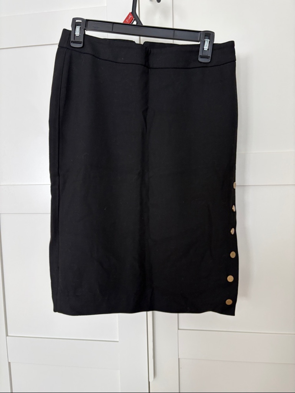 Zara Black Pencil Skirt with Gold Side Buttons